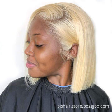 Black HD Women's 13x4x1 Blond Lace Front Straight Hair Wig 10-16 Inch Hair Blond Bob 613 Suitable for Women 150% Density